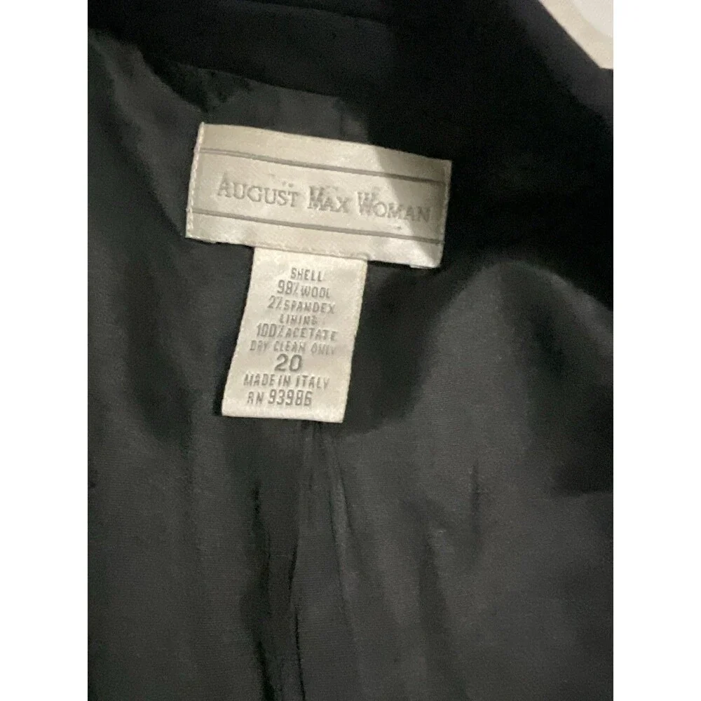 August Max stylish long open front blazer 2pockets, fully lined, Black SZ 20